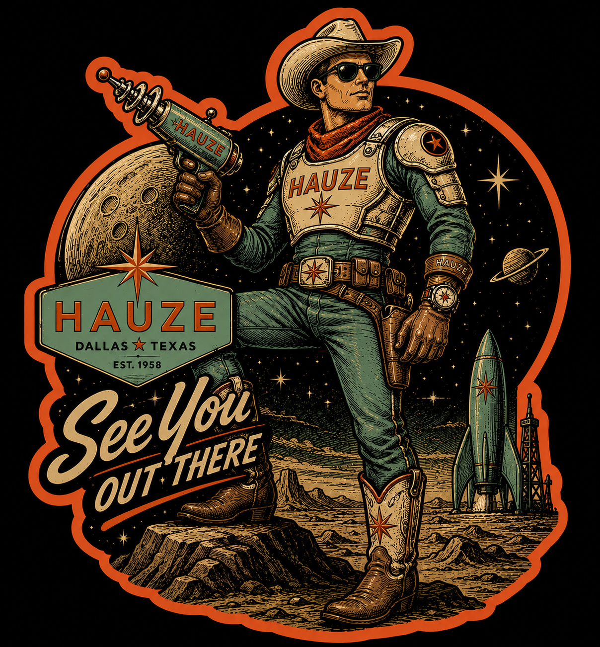 HAUZE Texas Space Cowboy Sticker